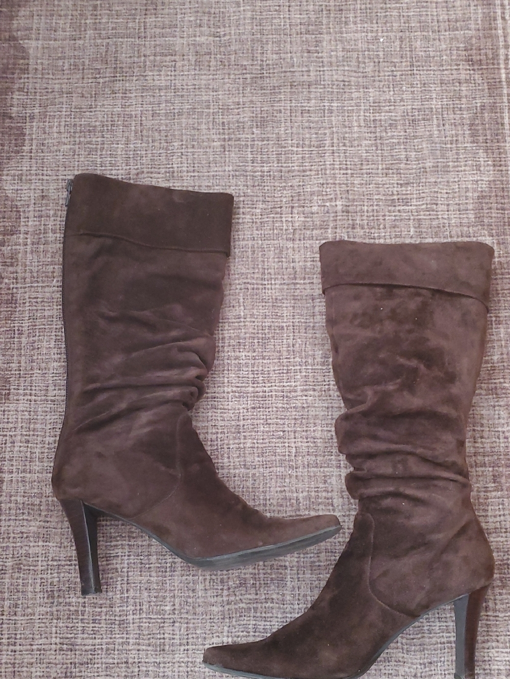 ALDO Dark Brown Suede Slouchy Mid-Calf Heeled Boots